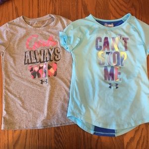 Girls size 6 UA short sleeve tees